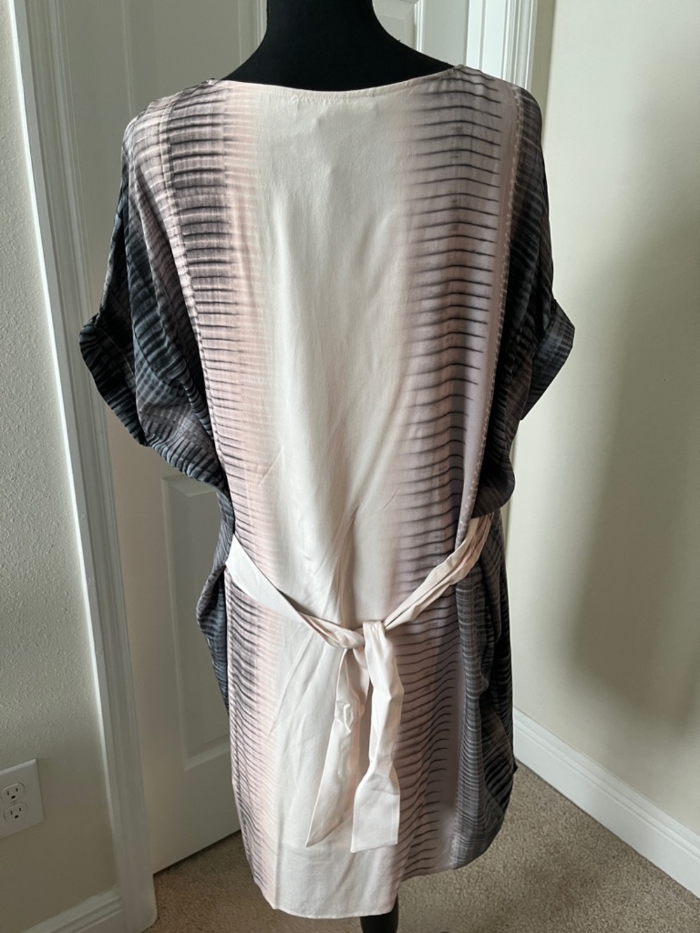 AllSaints Silk Pink and Gray Ombre Stripe Tunic Dress - Picture 2 of 12